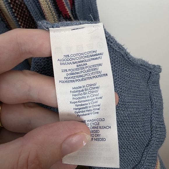 Chaps Blue Red Cream Southwestern Rodeo Sleeveless Duster Cardigan Size 2X - Picture 6 of 8